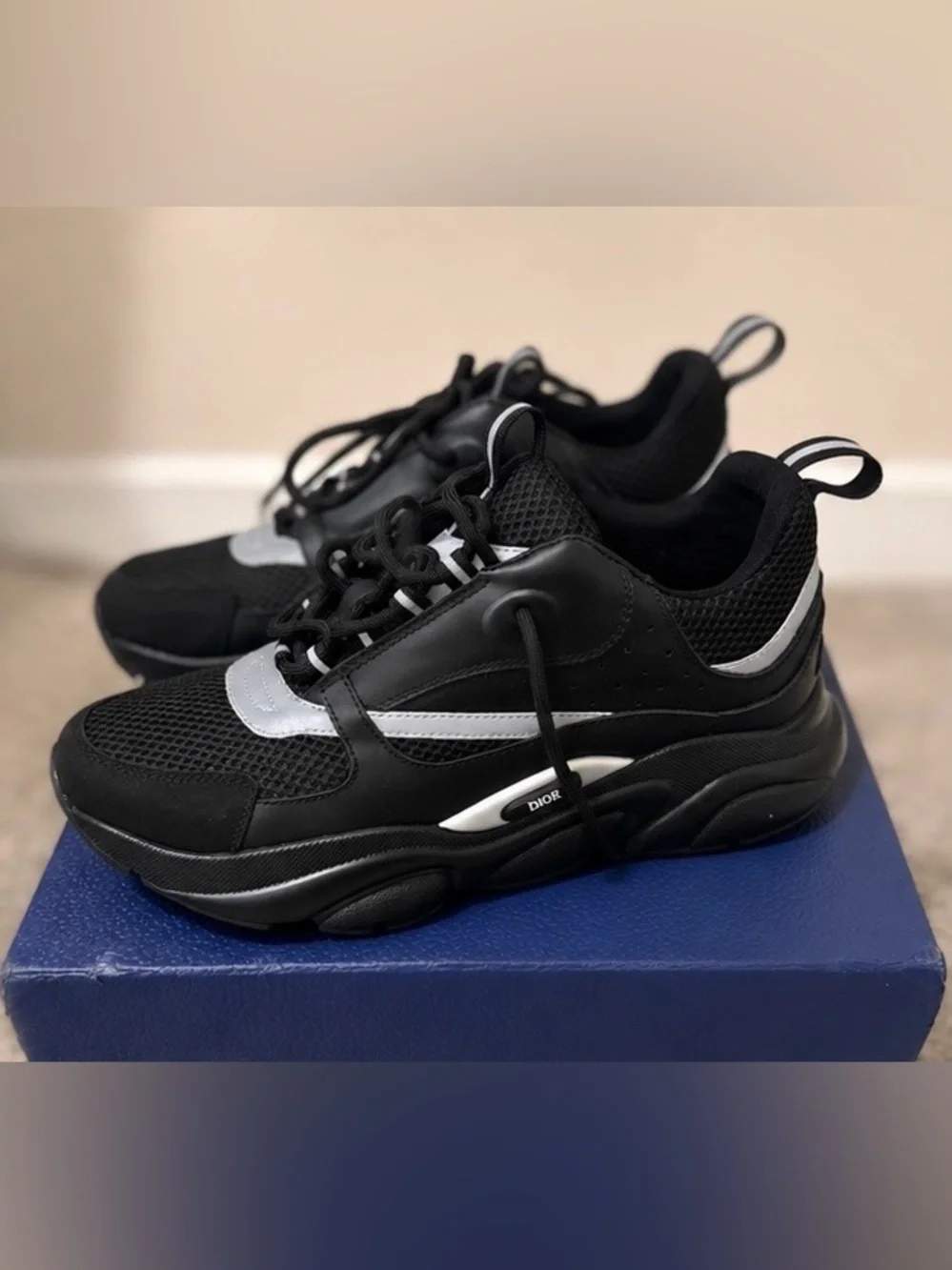 Black & Silver Chunky Sneaker with Lace-Up Closure